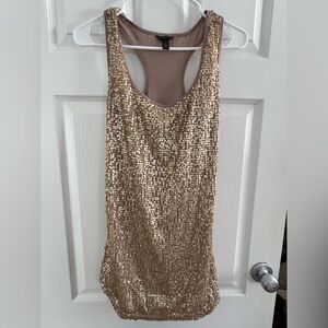 Elegant Gold Sequin Tank Top